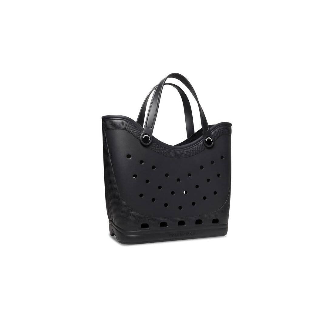 Men's Balenciaga Crocs Large Tote Bags Black | 4736MWYDU