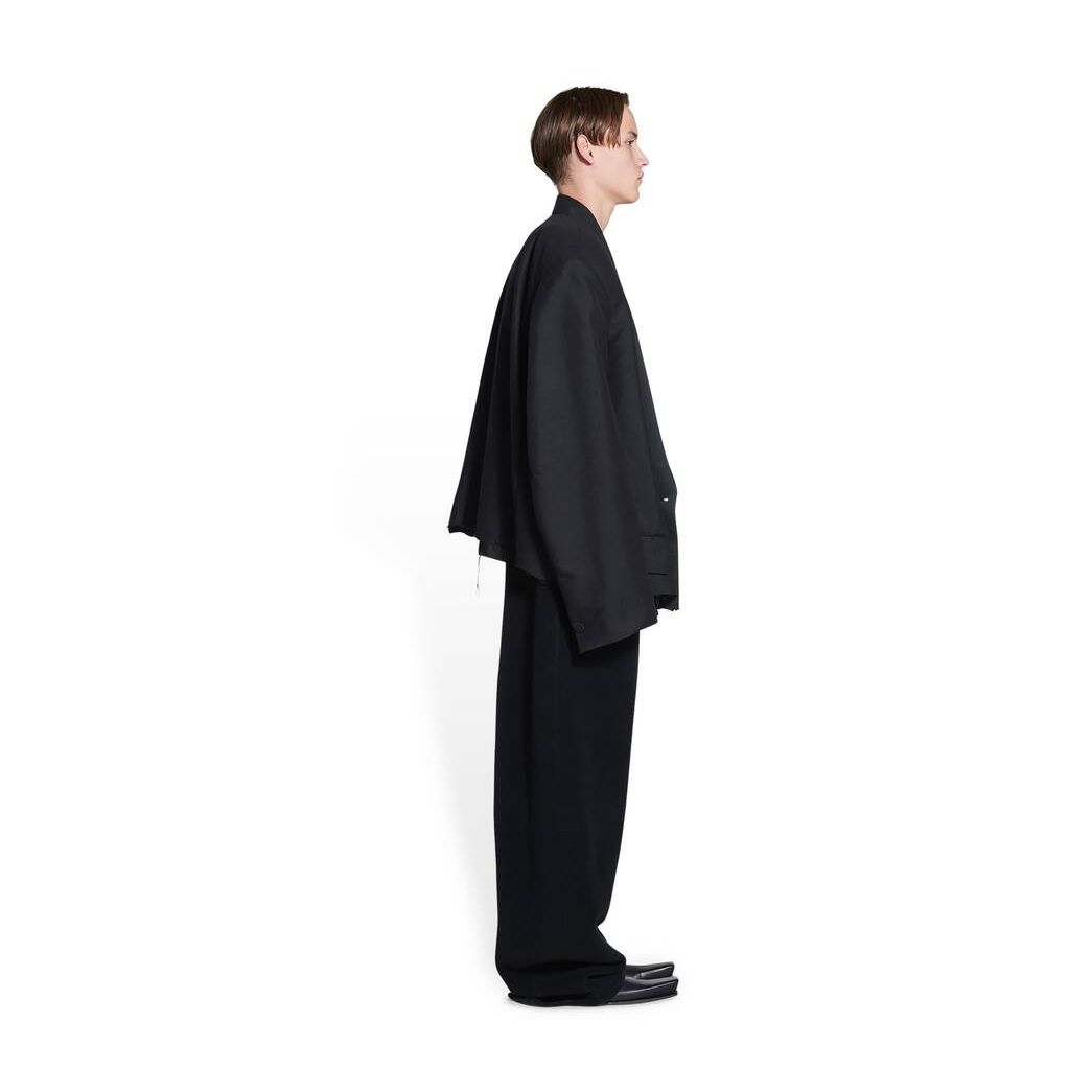 Men's Balenciaga Cropped Tuxedo Blazer Jackets Black | 7294GKPNZ