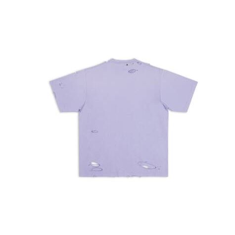 Men's Balenciaga Destroyed Boxy Fit T Shirts Purple | 5908NHCOE