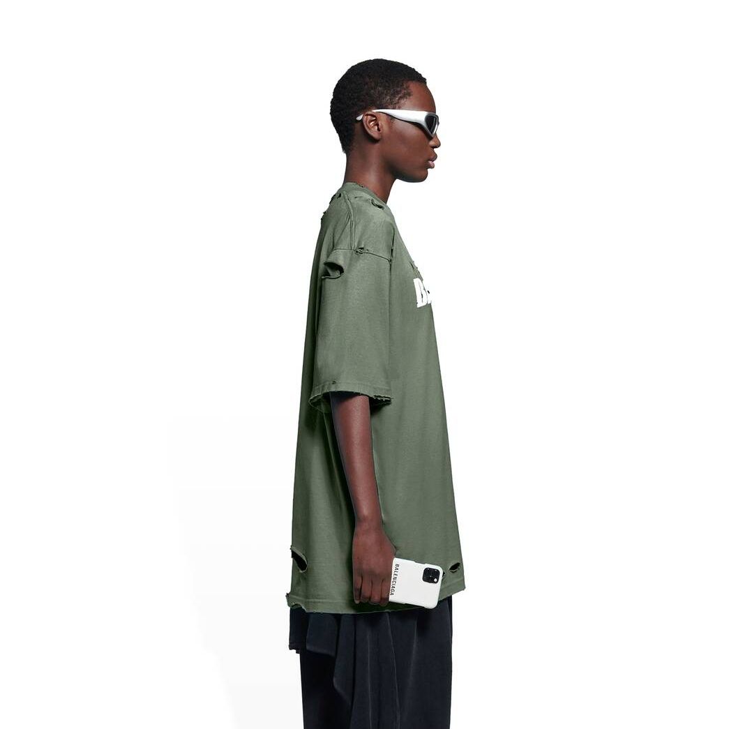 Men's Balenciaga Destroyed Boxy Fit T Shirts Green | 7358KIVPU