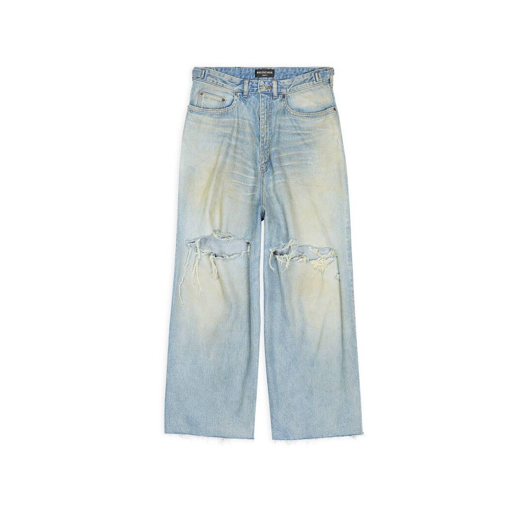 Men's Balenciaga Destroyed Skater Jeans Pants Blue | 0256NPZMI