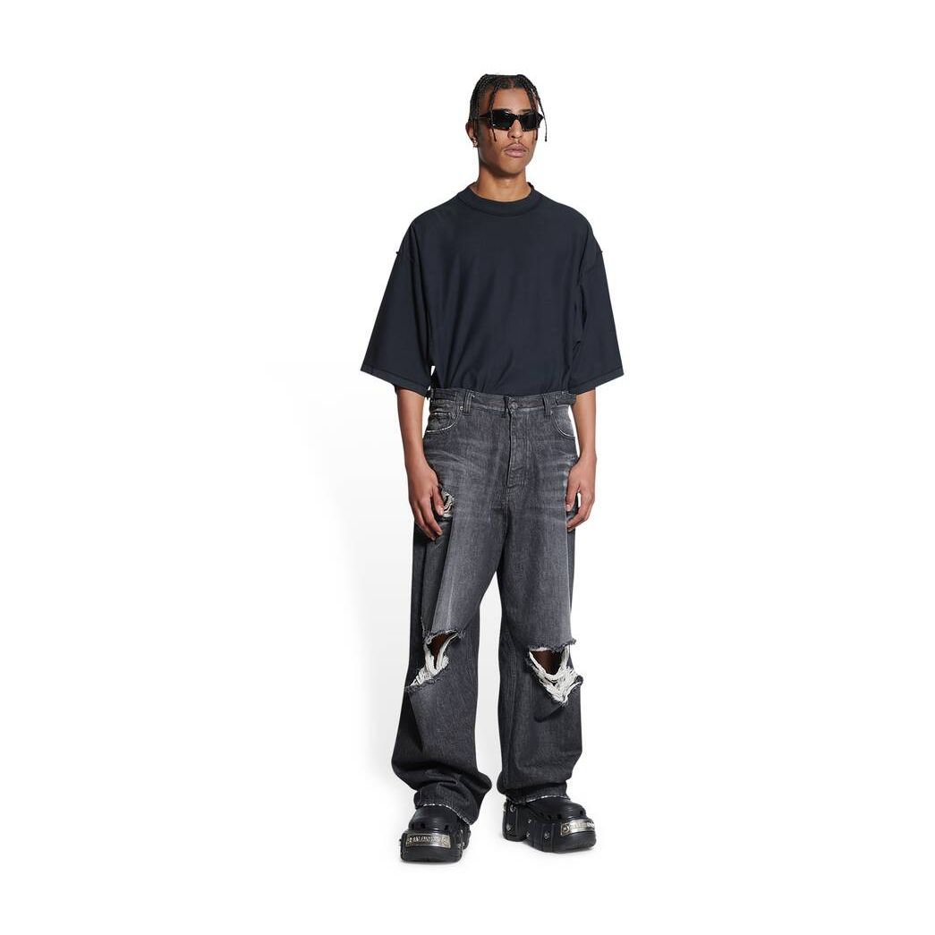 Men\'s Balenciaga Destroyed Super Large Baggy Pants Black | 5873OTXQY