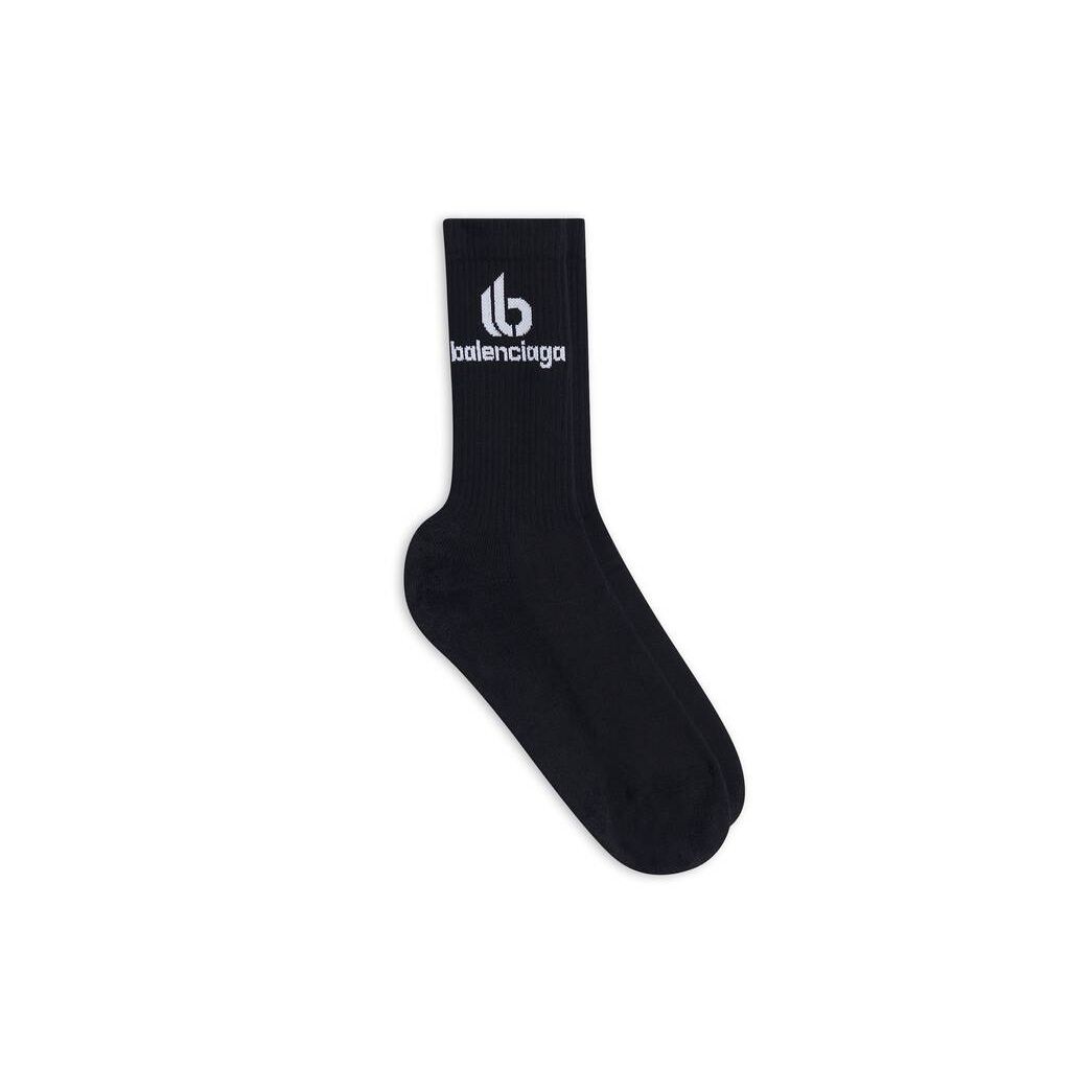 Men\'s Balenciaga Double B Socks Black | 4697CVKZD