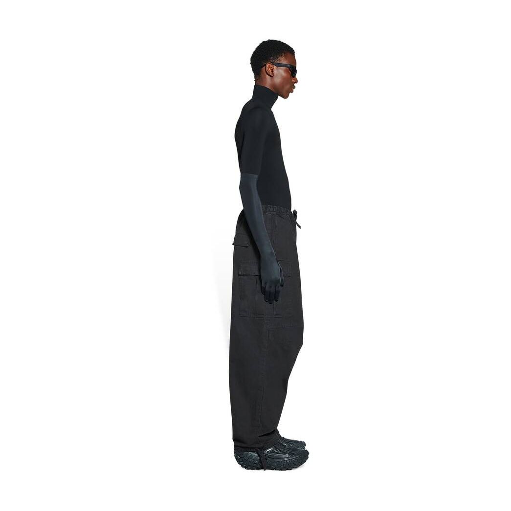 Men's Balenciaga Drawstring Cargo Pants Black | 1730IAVJC