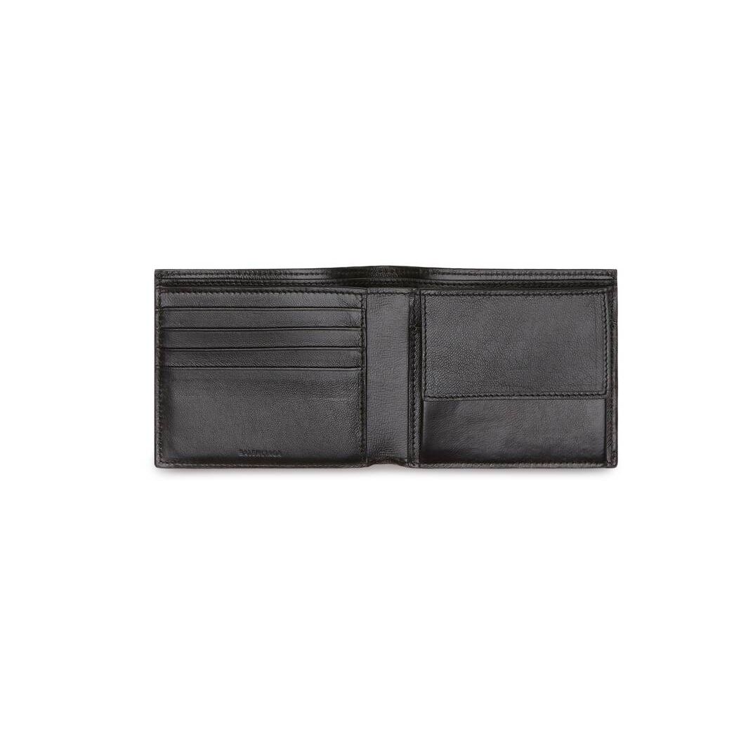 Men's Balenciaga Essential Square Folded Coin Wallets Black | 3257TKEIQ