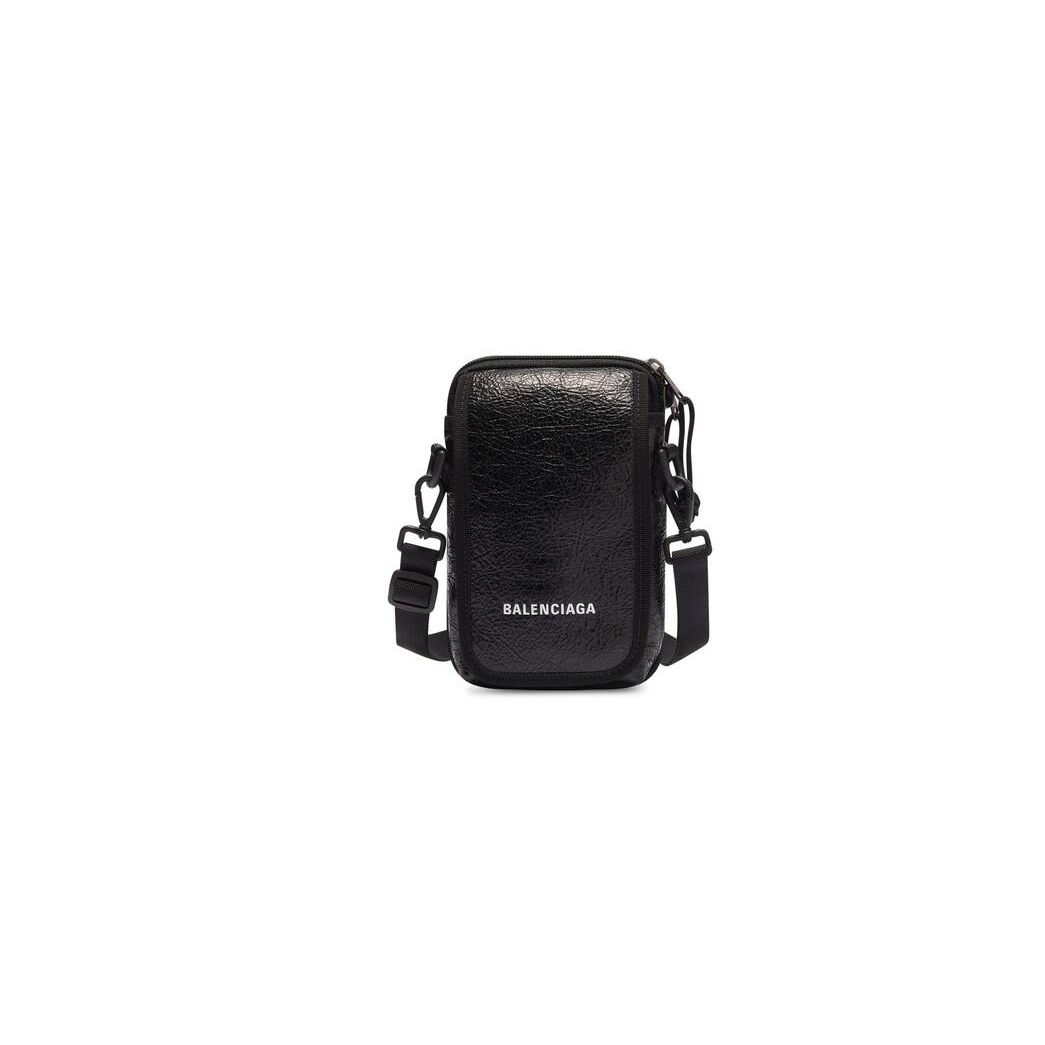 Men's Balenciaga Explorer Pouch Crossbody Bags Black | 4057NOXMW