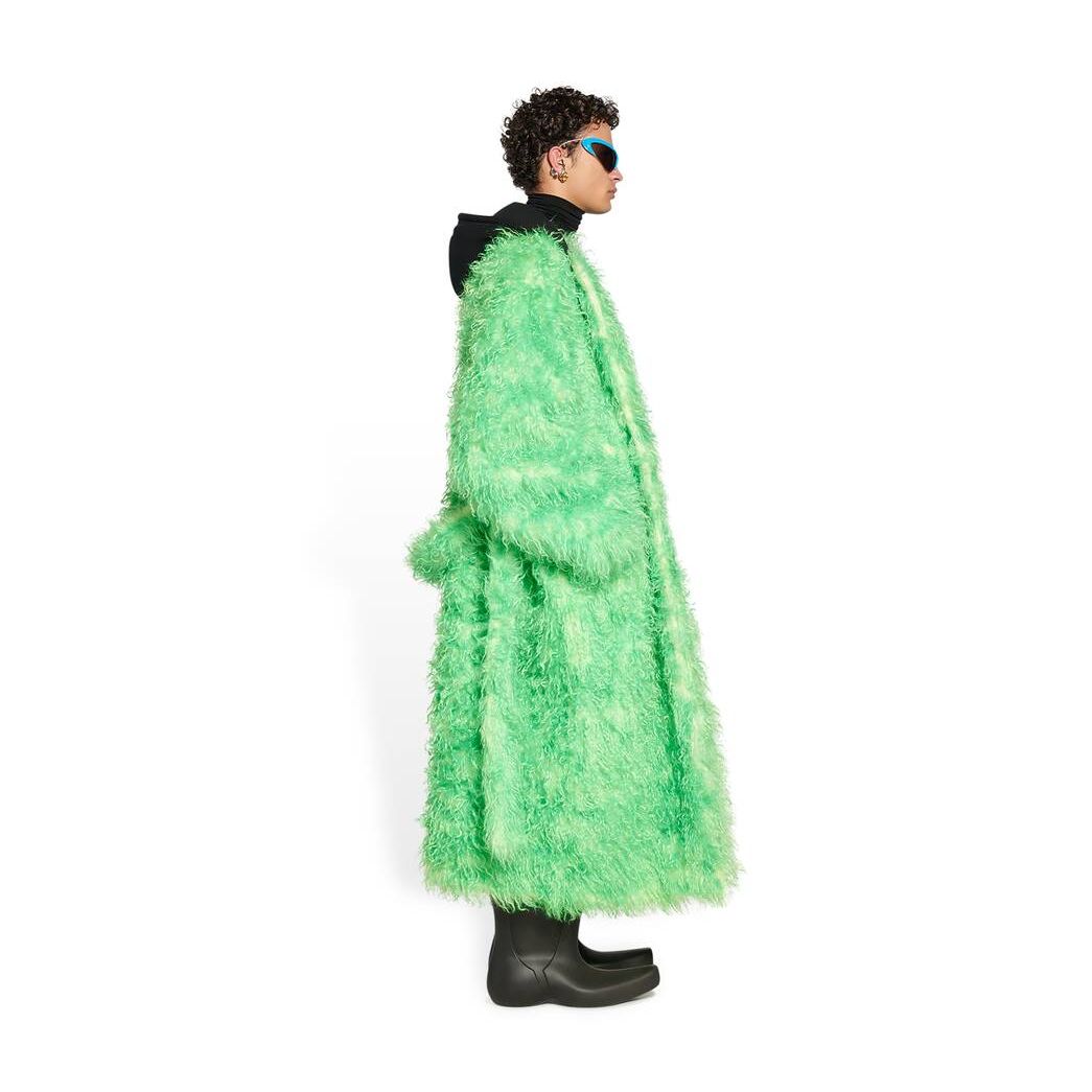 Men's Balenciaga Fake Fur Coat Jackets Green | 1625RINYE