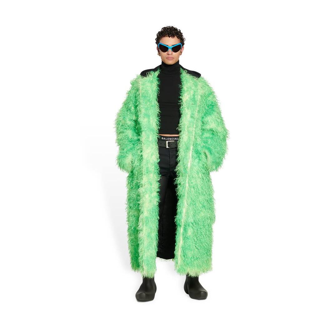 Men\'s Balenciaga Fake Fur Coat Jackets Green | 1625RINYE