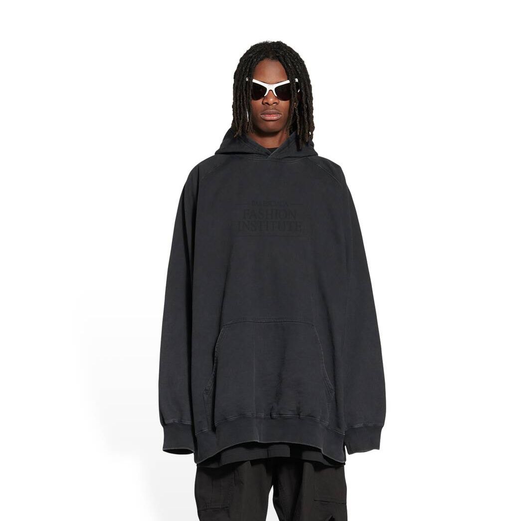 Men's Balenciaga Fashion Institute Oversized Hoodie Black | 0891YAXGD