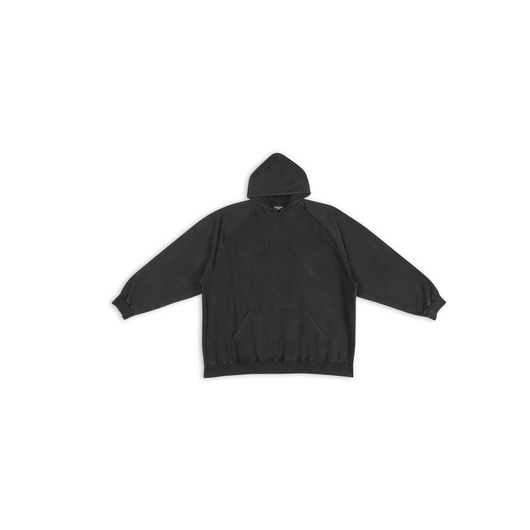 Men's Balenciaga Fashion Institute Oversized Hoodie Black | 0891YAXGD