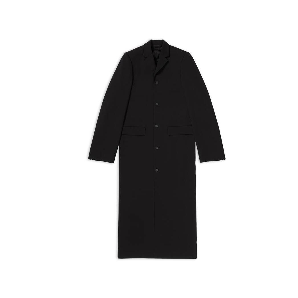 Men's Balenciaga Fitted Coat Jackets Black | 4312WOHZI