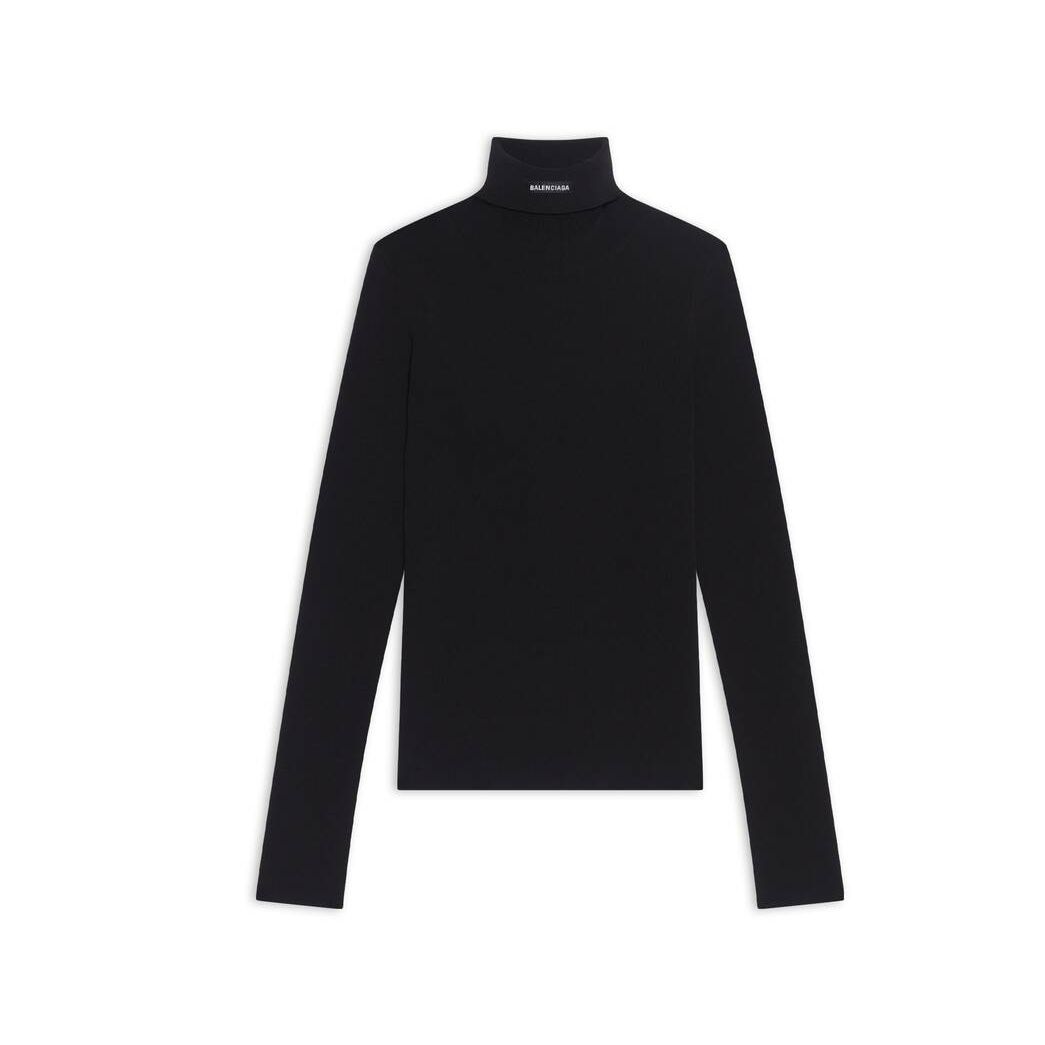 Men's Balenciaga Fitted Turtleneck Knitwear Black | 1683PUVQO