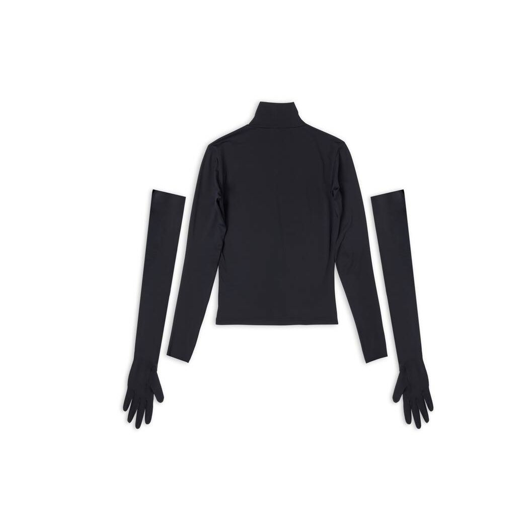 Men's Balenciaga Fitted With Gloves T Shirts Black | 1376GBNAT