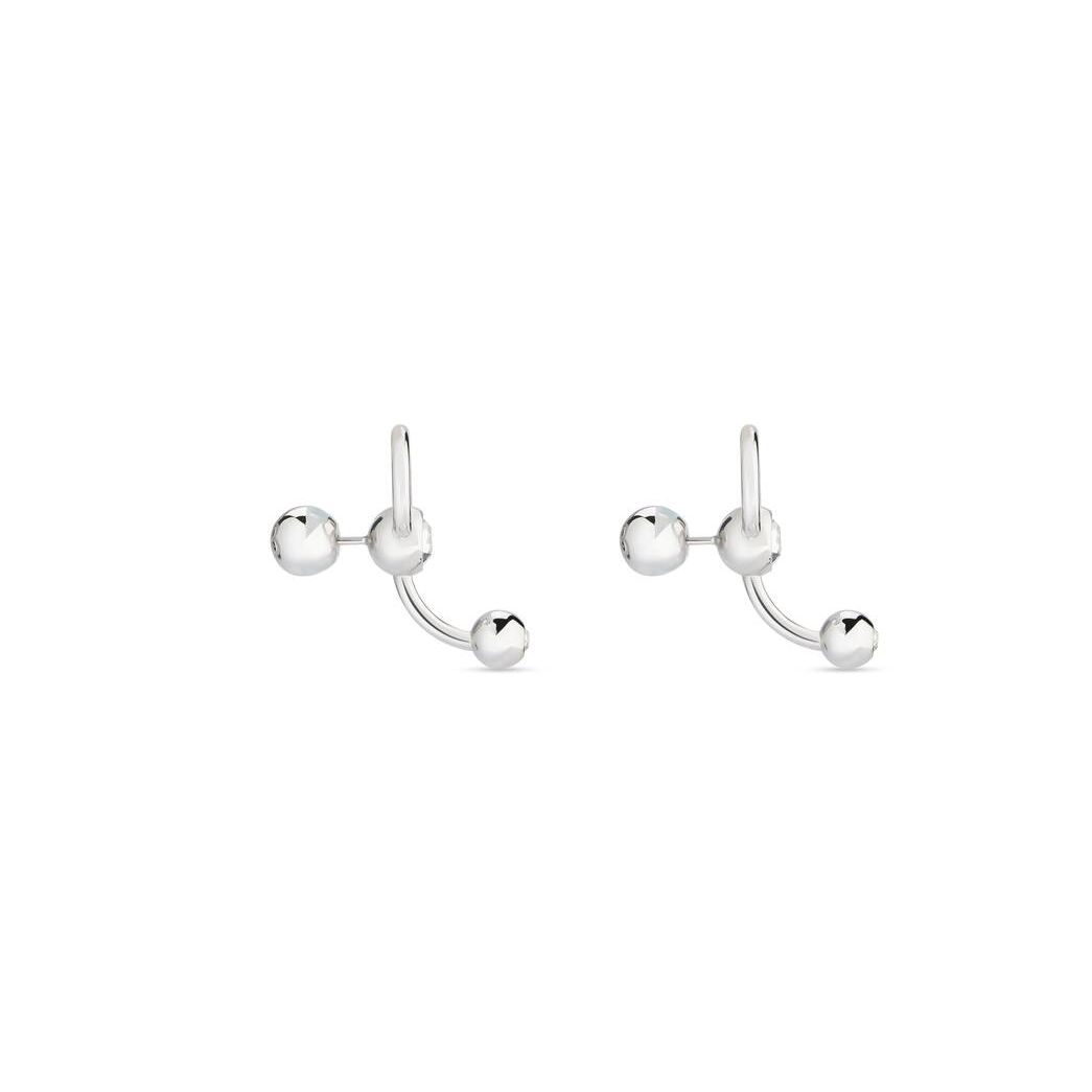 Men's Balenciaga Force Ball Earrings Jewelry Silver | 9678MANKW