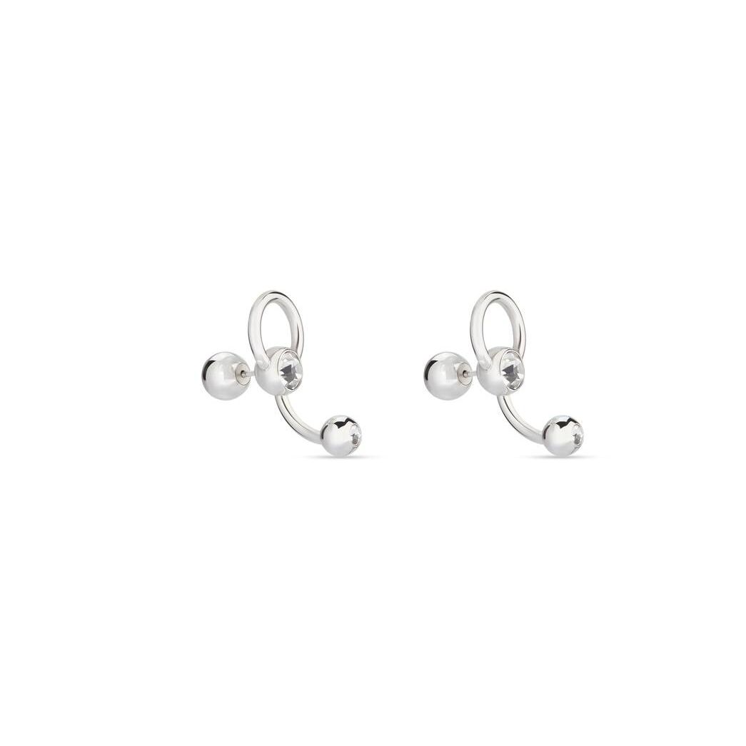 Men\'s Balenciaga Force Ball Earrings Jewelry Silver | 9678MANKW