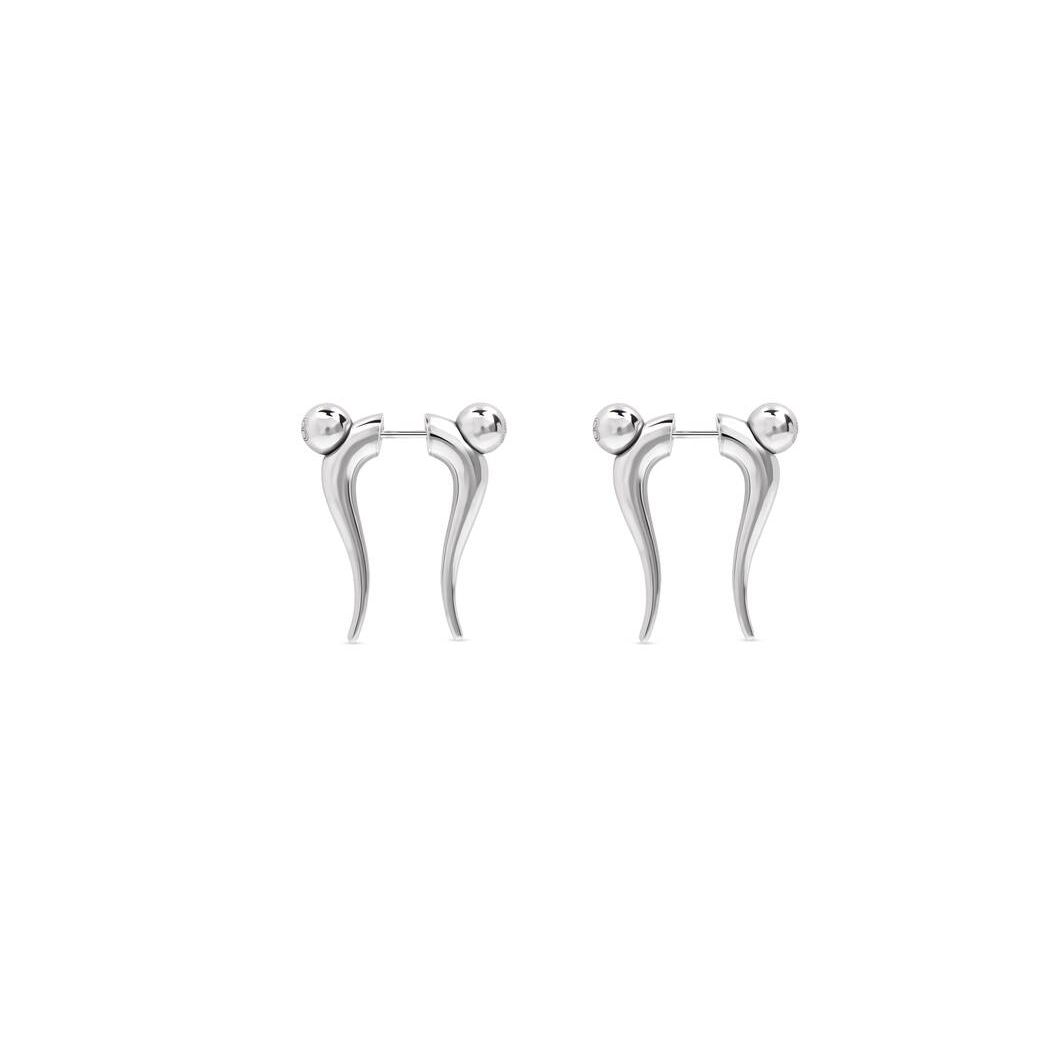 Men's Balenciaga Force Double Horn Earrings Jewelry Silver | 6017KLJMR