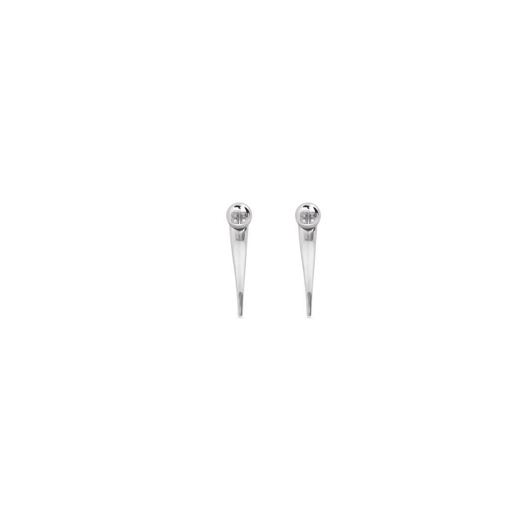 Men's Balenciaga Force Double Horn Earrings Jewelry Silver | 6017KLJMR