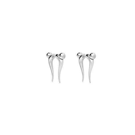 Men's Balenciaga Force Double Horn Earrings Jewelry Silver | 6017KLJMR