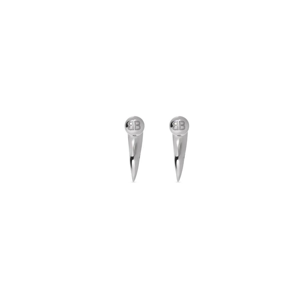 Men's Balenciaga Force Horn Earrings Jewelry Silver | 4690RVWJS