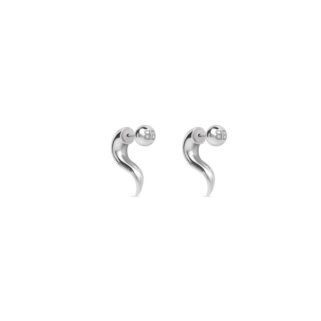 Men\'s Balenciaga Force Horn Earrings Jewelry Silver | 4690RVWJS