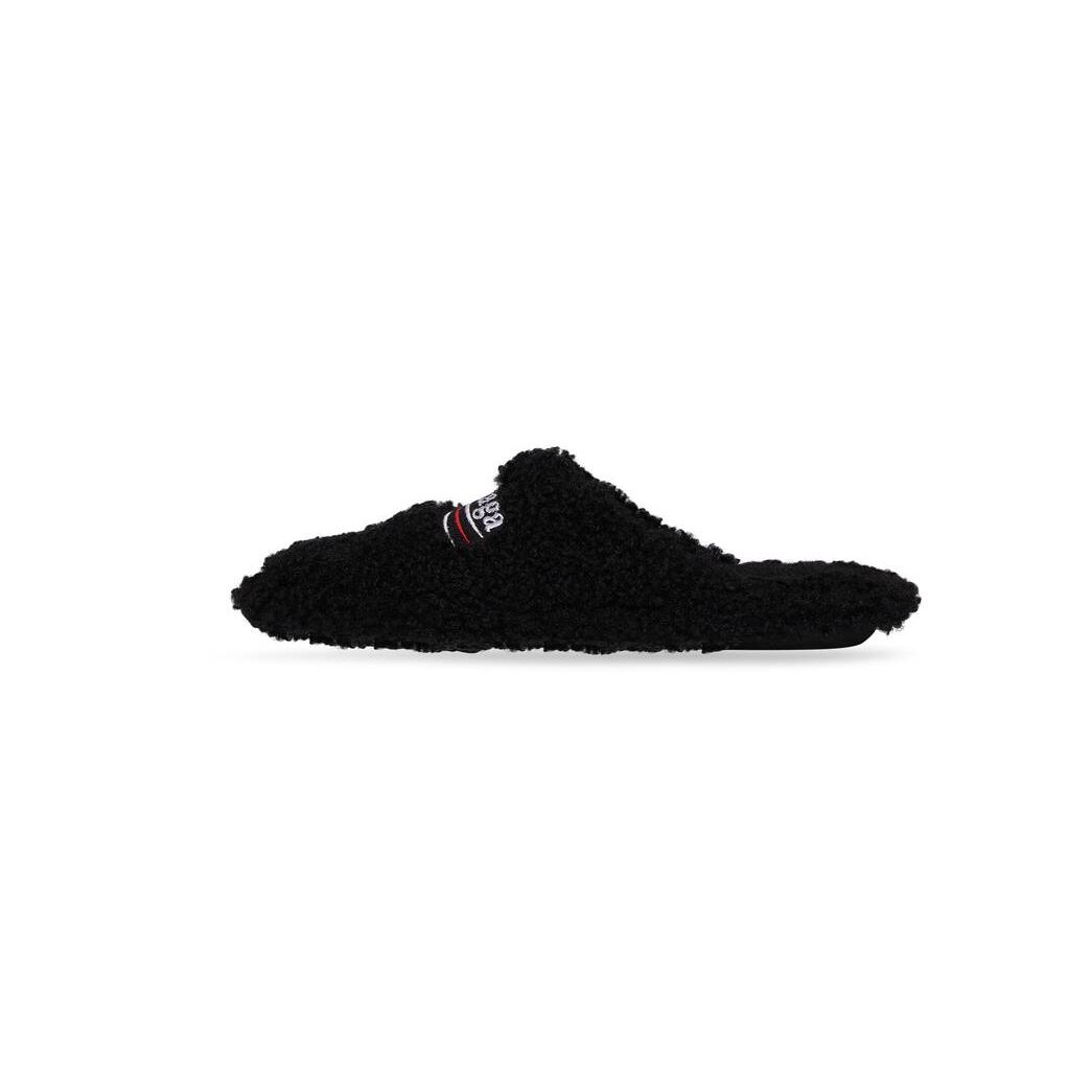 Men's Balenciaga Furry Mule Sandals Black | 0769ZMIVG