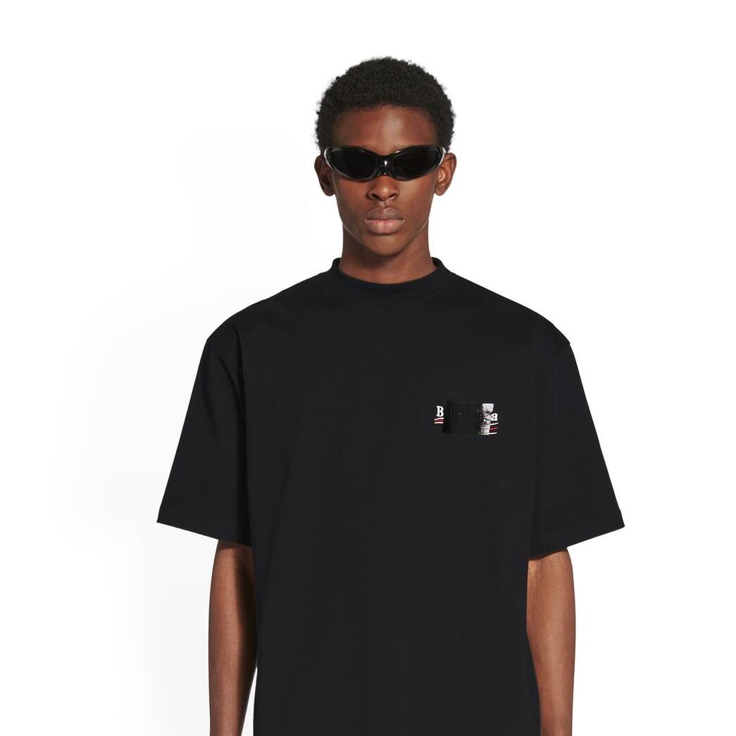 Men's Balenciaga Gaffer Large Fit T Shirts Black | 8094BMLOF