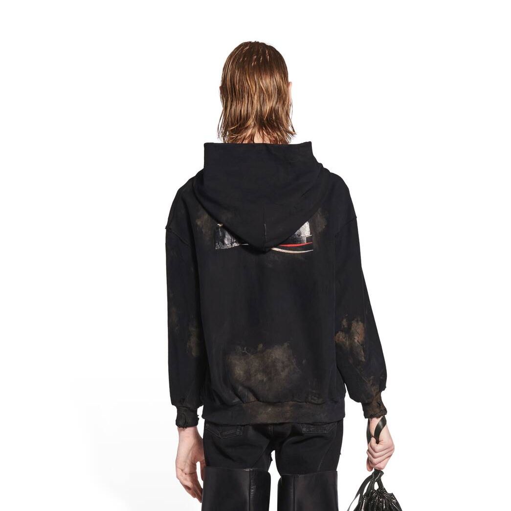 Men's Balenciaga Gaffer Zip-up Small Fit Hoodie Black | 4201KDJQE