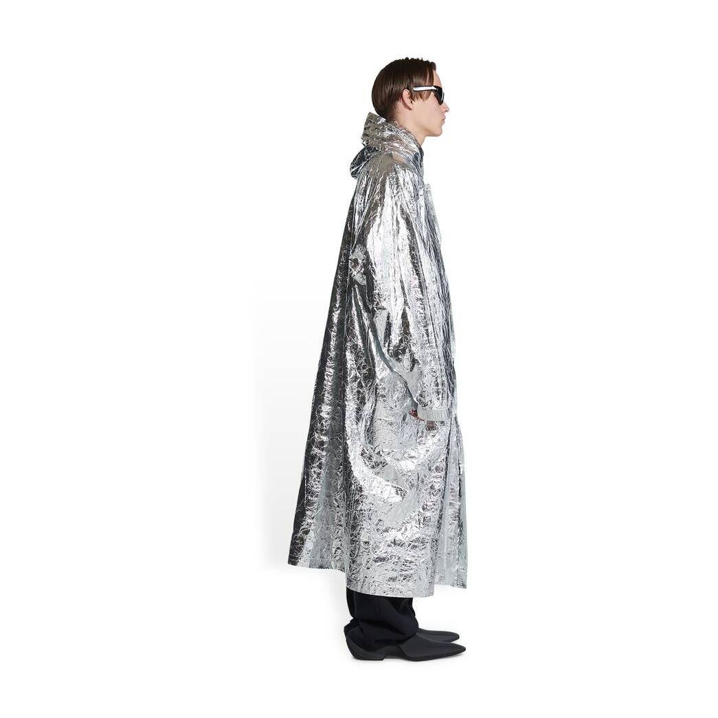 Men's Balenciaga Hooded Rain Coat Jackets Silver | 9743RZCPT