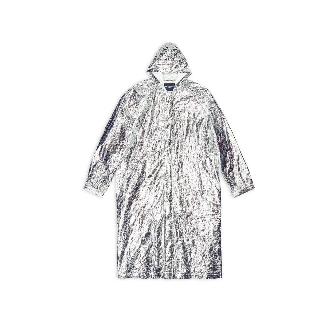 Men's Balenciaga Hooded Rain Coat Jackets Silver | 9743RZCPT