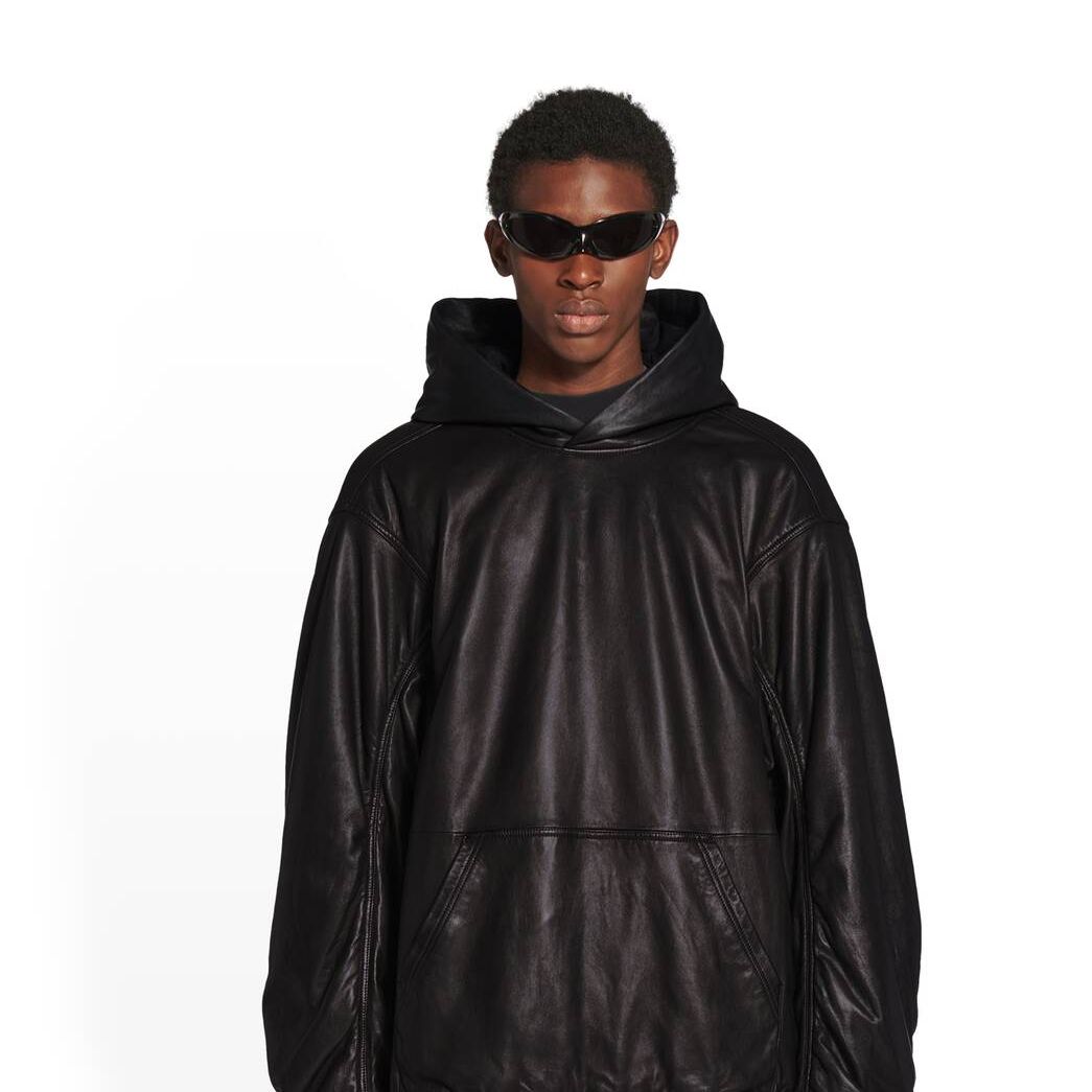 Men's Balenciaga Hoodie Oversized Hoodie Black | 4085UCQYO