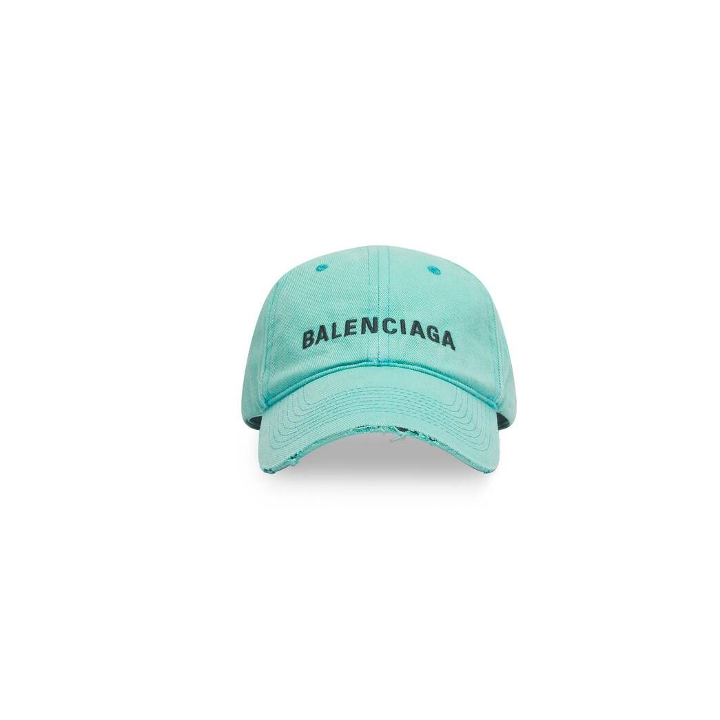 Men\'s Balenciaga Logo Front Caps Green | 8907HPMFI