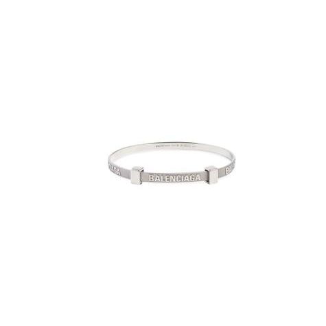 Men's Balenciaga Logo Hoop Bracelet Jewelry Silver | 0372LPTCI