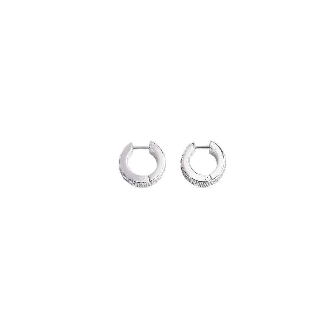 Men's Balenciaga Logo Hoop Earrings Jewelry Silver | 8740KHLEY