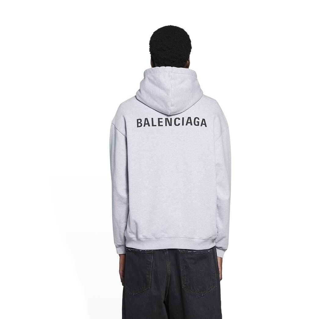 Men's Balenciaga Logo Medium Fit Hoodie Grey / Black | 6231OLIKJ