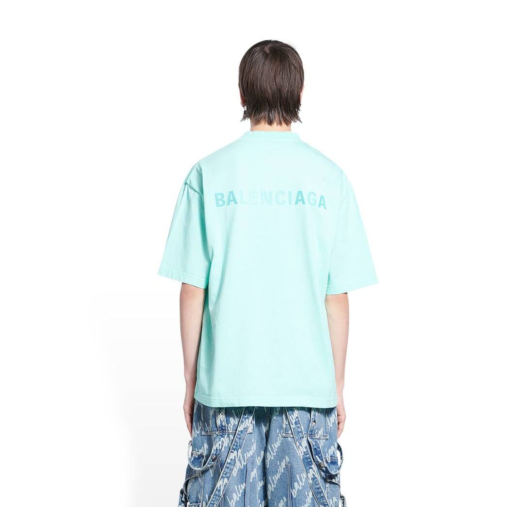 Men's Balenciaga Logo Medium Fit T Shirts Green | 0362OTSCF