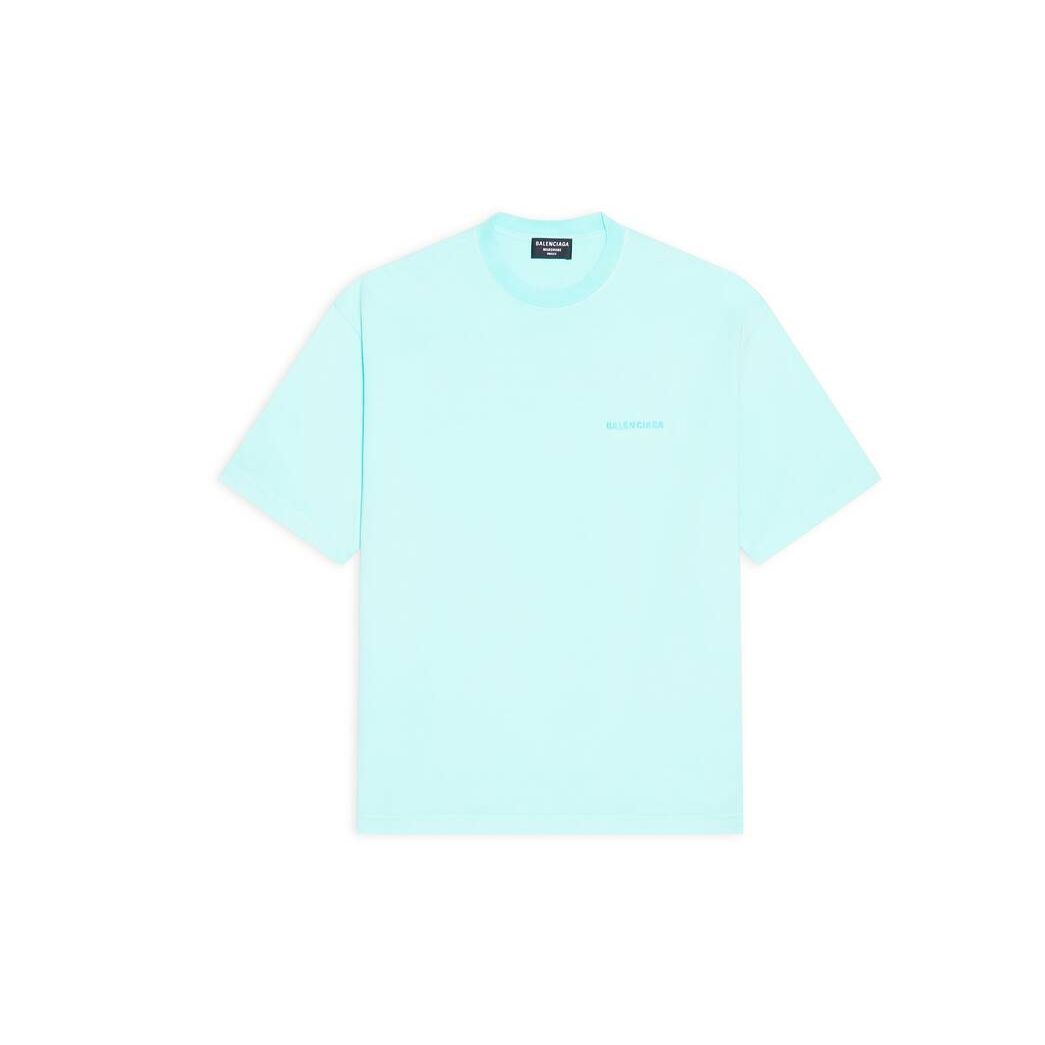 Men's Balenciaga Logo Medium Fit T Shirts Green | 0362OTSCF