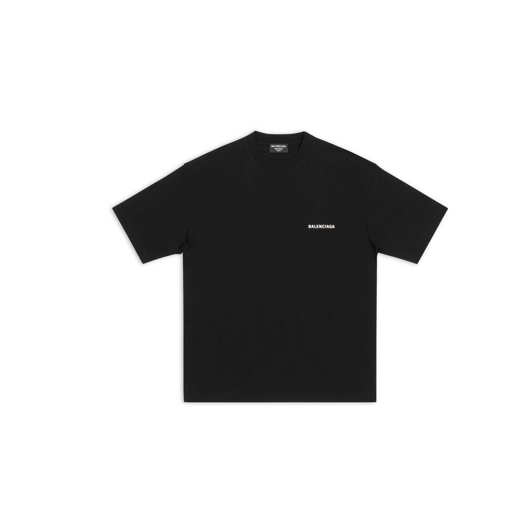 Men's Balenciaga Logo Medium Fit T Shirts Black | 5189BCOLX