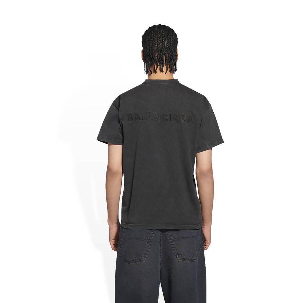 Men's Balenciaga Logo Medium Fit T Shirts Black | 6152HBMWS