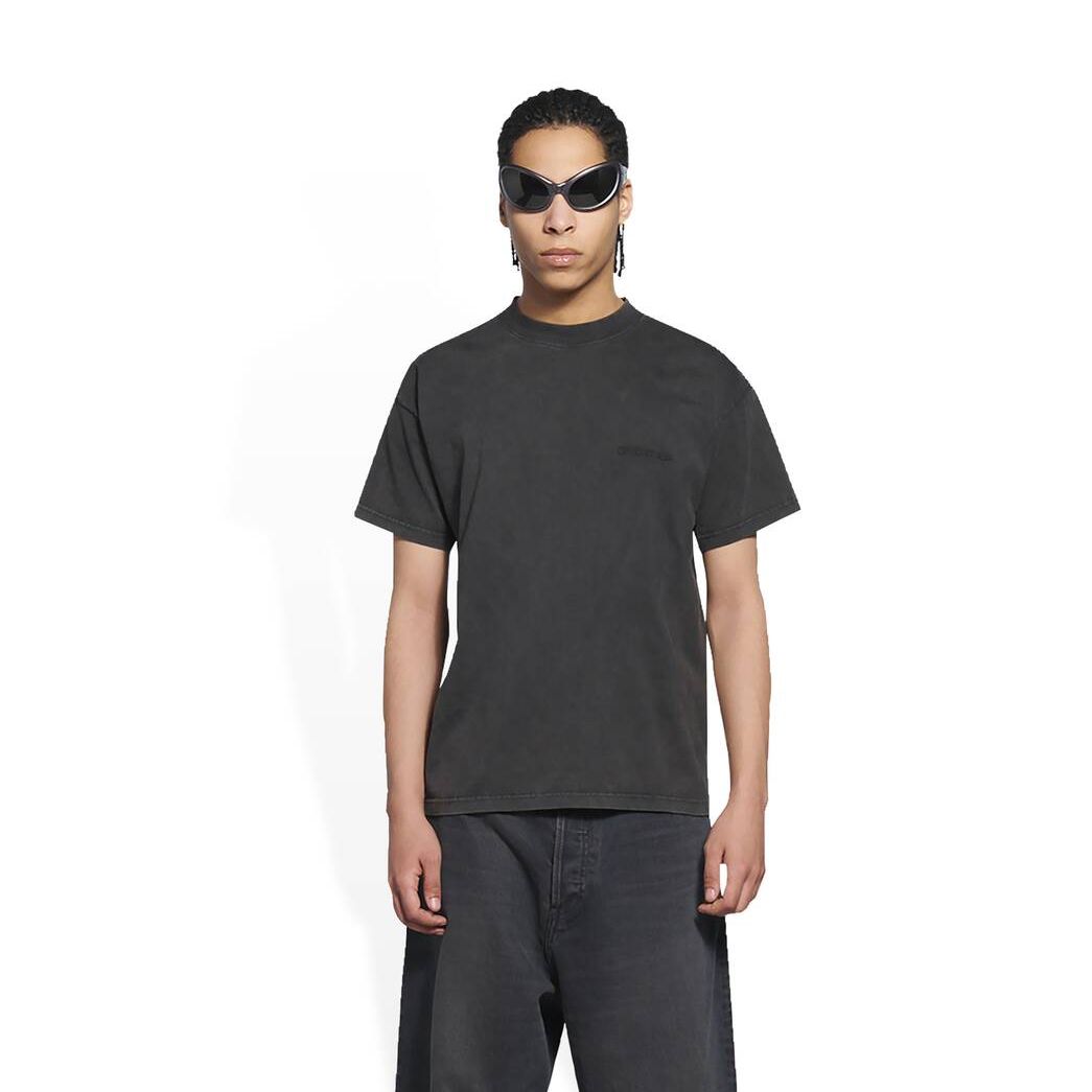 Men's Balenciaga Logo Medium Fit T Shirts Black | 6152HBMWS