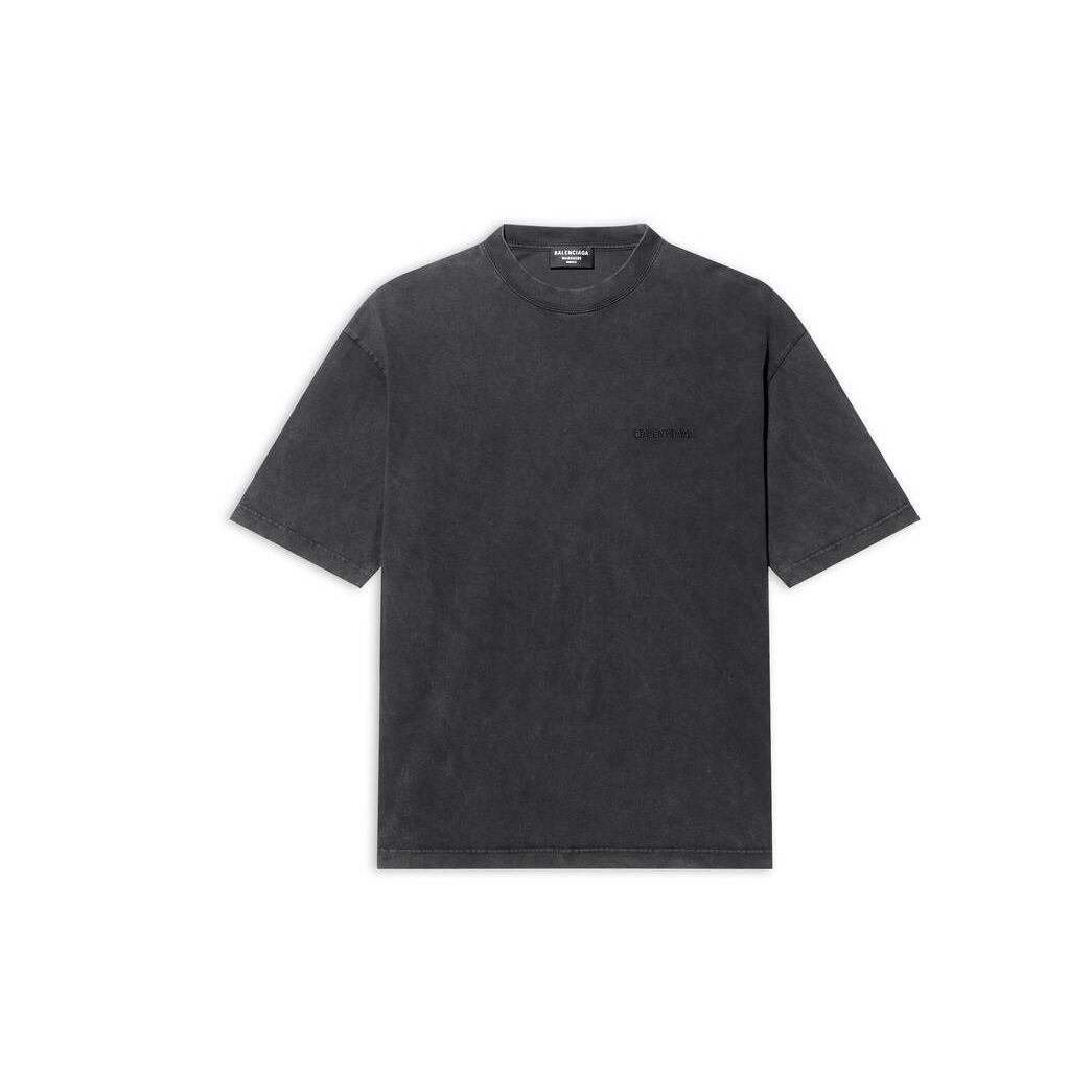 Men's Balenciaga Logo Medium Fit T Shirts Black | 6152HBMWS