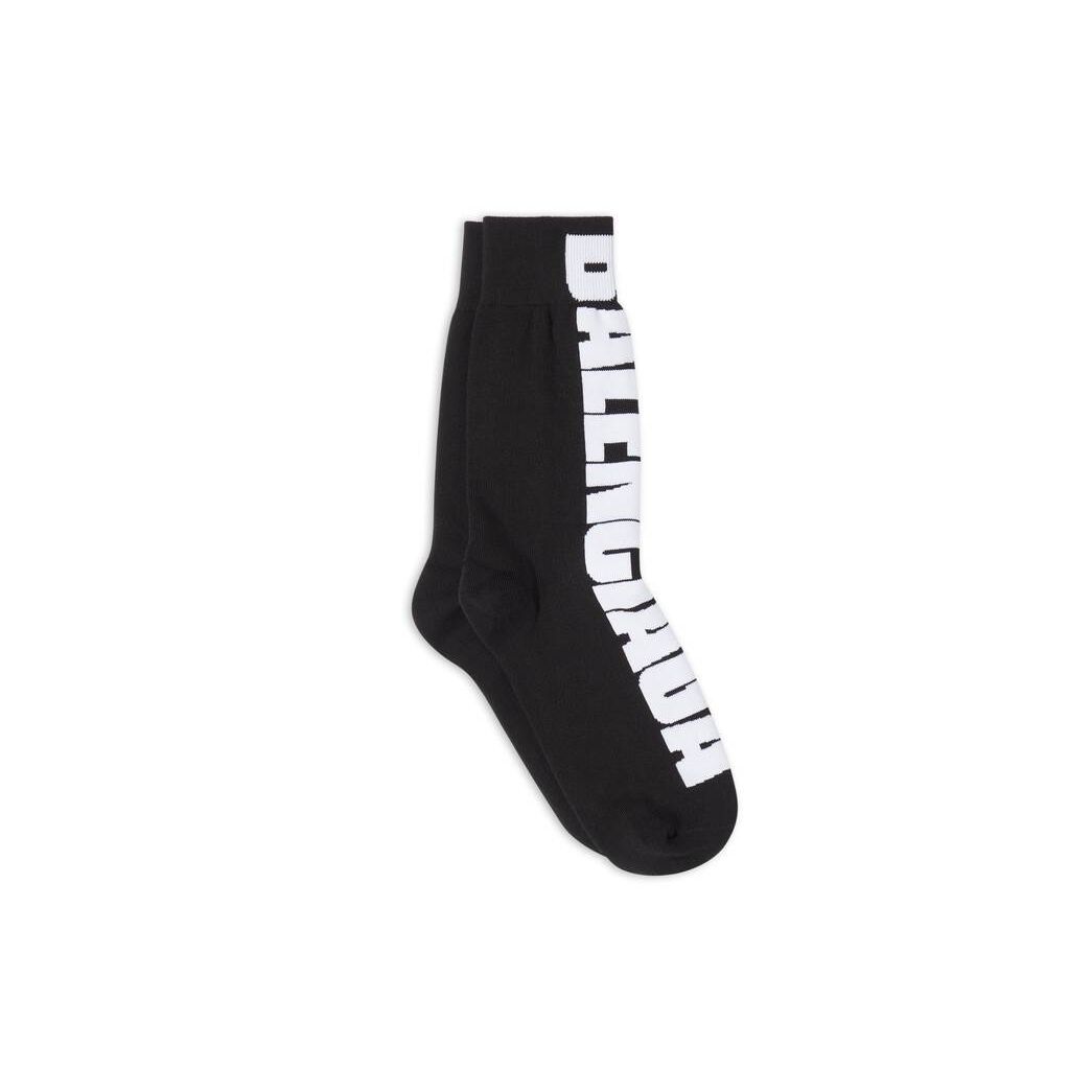 Men\'s Balenciaga Logo Socks Black | 8537BNGYS