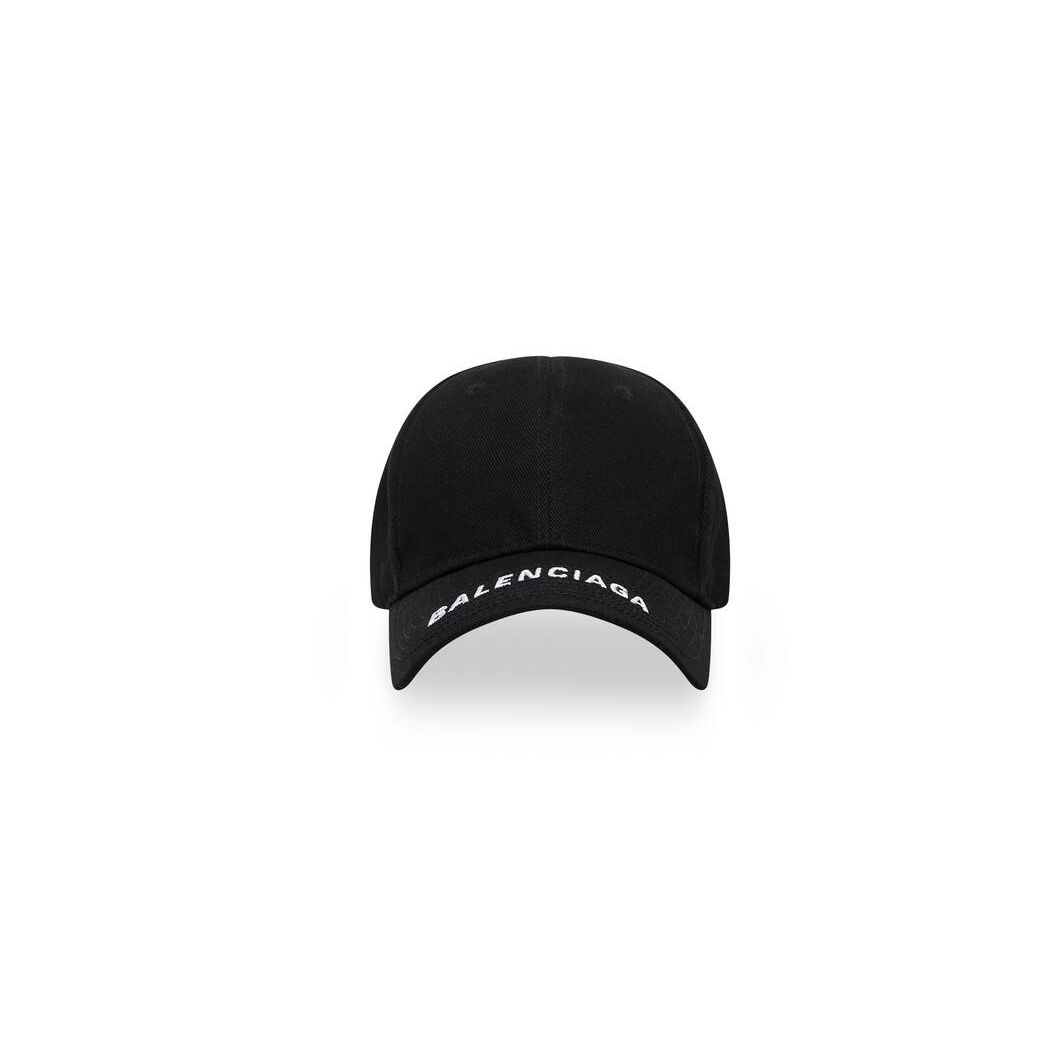 Men\'s Balenciaga Logo Visor Caps Black | 4271VWEFR