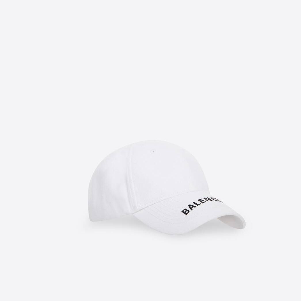 Men's Balenciaga Logo Visor Caps White | 6981CUDET