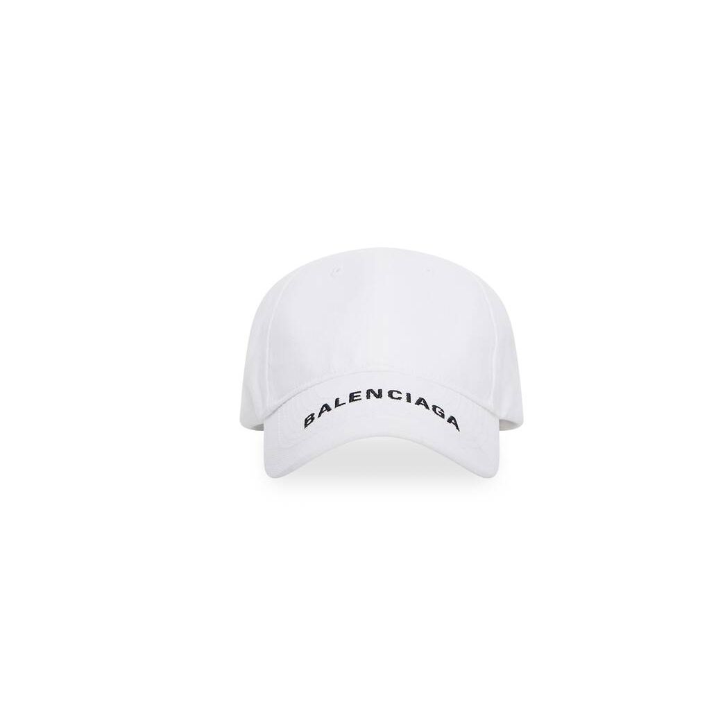 Men\'s Balenciaga Logo Visor Caps White | 6981CUDET