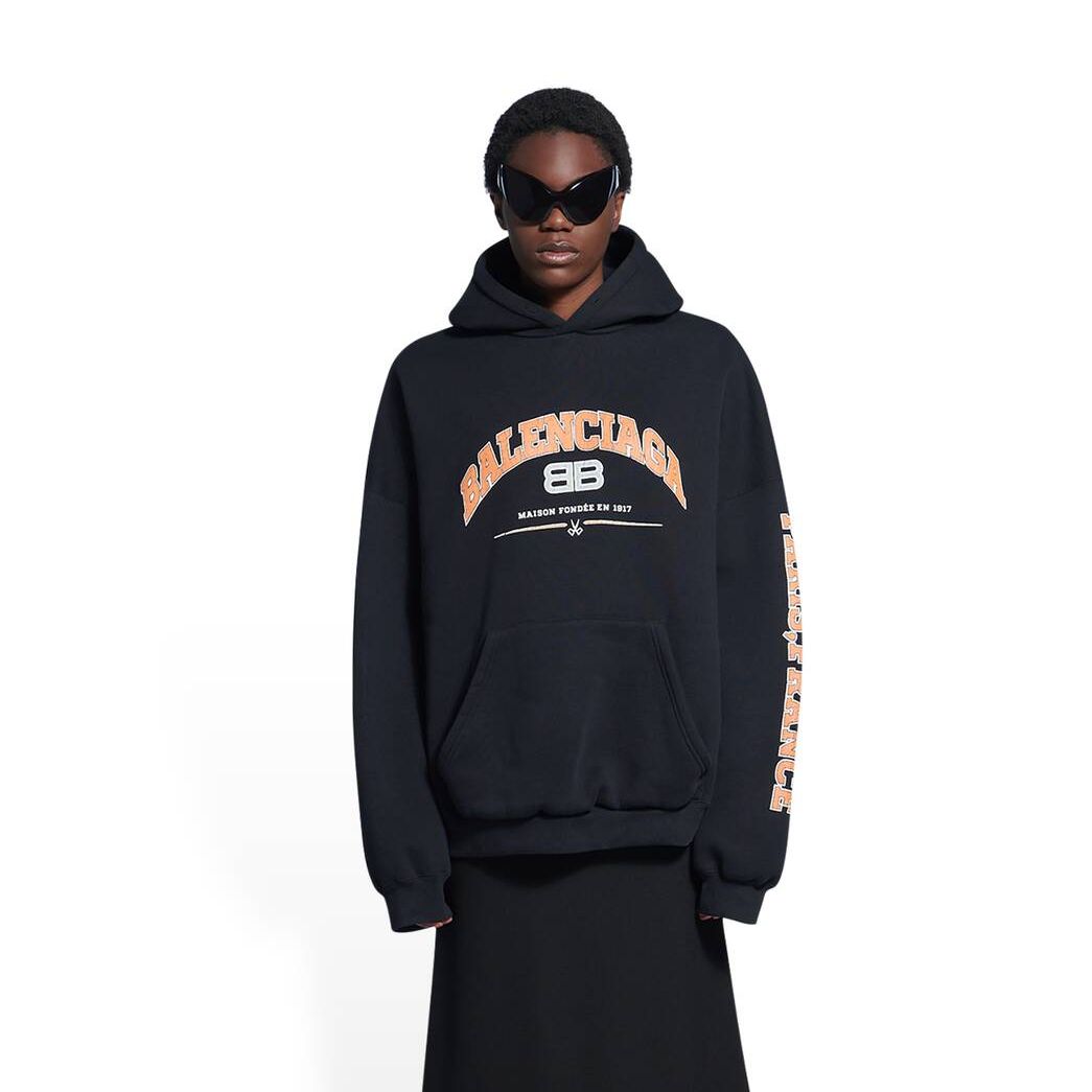 Men's Balenciaga Maison Balenciaga Wide Fit Hoodie Black | 3940QURZL