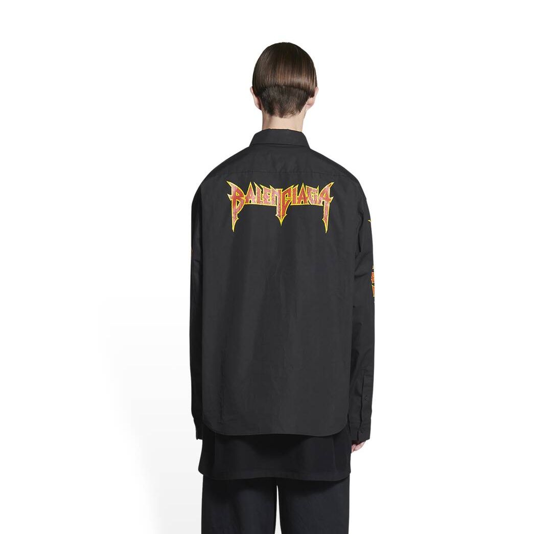 Men's Balenciaga Metal Large Fit Shirts Black | 1950SFTYC