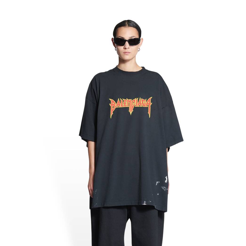 Men's Balenciaga Metal T Shirts Black | 5786RSJDP