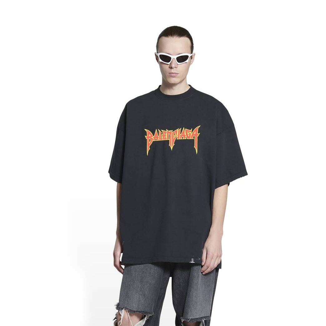 Men's Balenciaga Metal T Shirts Black | 9130XGTEY