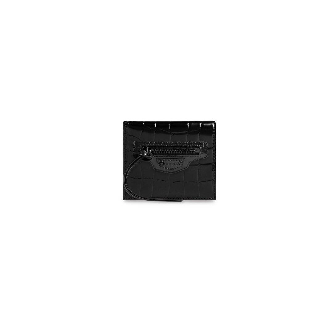 Men\'s Balenciaga Neo Classic Flap Coin And Card Holder Wallets Black | 5728RAWPM