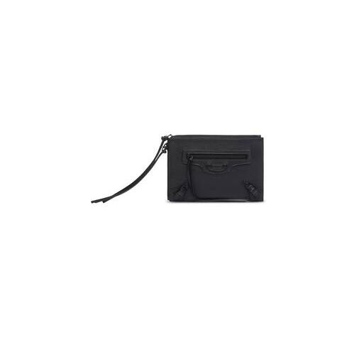 Men's Balenciaga Neo Classic Small Pouch With Strap Pouches Black | 1724ERUBL